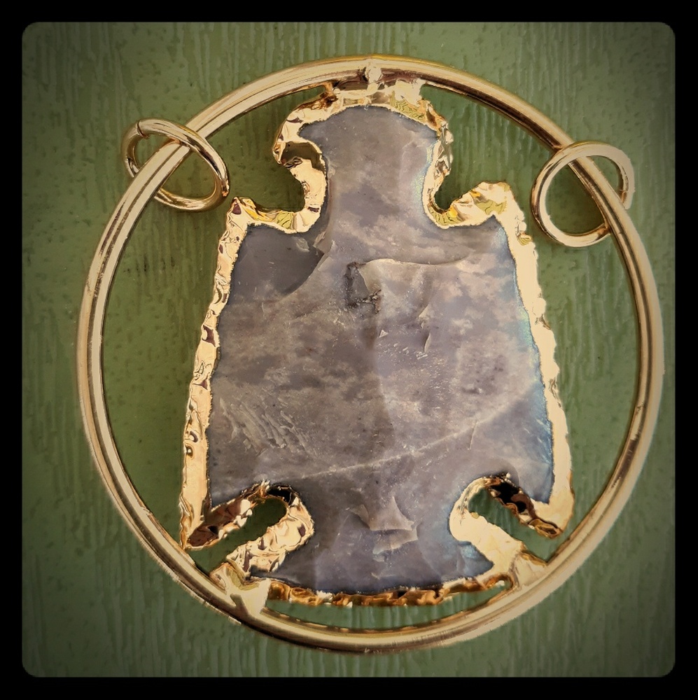 New Thunderbird Carved Natural Jasper Gold Pendant.